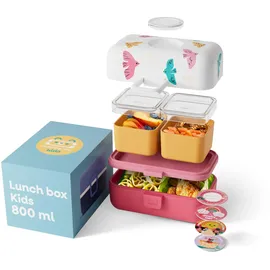 Monbento - Brotdose Kinder MB Tresor - 3-Fächer Lunchbox für Kinder - Jausenbox Kinder - Ideal für Schule/Picknick/Unterwegs - Bento Box BPA-frei - Personalisierbar & Auslaufsicher - Birds