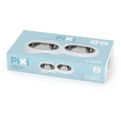 catit Pixi Doppelnapf 2 x 200 Milliliter weiß Katzenfutternapf