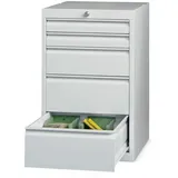 PAVOY Schubladenschrank, Höhe 800 mm, Schubladen 8x70 + 1x100 mm, Breite 500 mm, lichtgrau, rubinrot