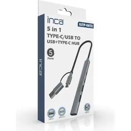 inca IUTP-06TX USB-C Hub 4-in-1 Aluminium 100 W PD + Silber