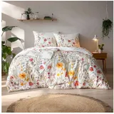Estella Bettwäsche Estella Bio Mako Satin Bettwäsche 155x220 Adelia natur Wiesenblumen, Bio Baumwolle, 2 teilig, für Sommer und Winter bunt