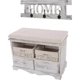 Mendler Garderobe mit Sitzbank 42x62x33cm weiß