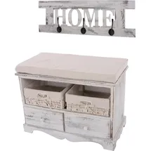 Mendler Garderobe mit Sitzbank 42x62x33cm weiß