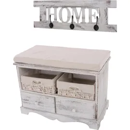 Mendler Garderobe mit Sitzbank 42x62x33cm weiß