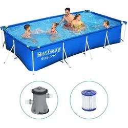 Bestway - Steel Pro - Schwimmbecken mit Filterpumpe - 400x211x81 cm - Rechteckig EINHEITSGRÖSSE