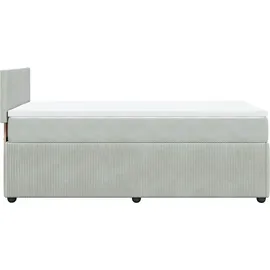 vidaXL Boxspringbett mit Matratze Hellgrau 90x200 cm Samt - Grau