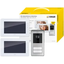VIMAR K42911 Mehrfamilien-Video-Gegensprechanlagen-Set mit 2 Video-Gegensprechanlagen, Platte mit RFID-Lesegerät mit 2 Tasten