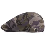 RUICHENG Barett Cap Herren Camouflage Flatcap Sommer Schiebermütze Schirmmütze (Grau) - 56-60