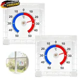 Fensterthermometer 2er-Pack Außenthermometer Selbstklebend - Wetterfest, -50°C b