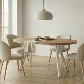 dekori.interiors Pero Ø 120/220 cm Eiche Lancelot/Weiß
