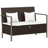 vidaXL Gartenbank 2-Sitzer Poly Rattan mit Kissen Braun