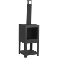 esschert design Feuerstelle Terrassenofen mit Holzlager Schwarz FF410 schwarz