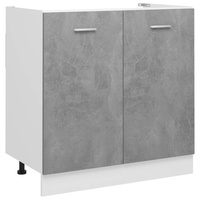 TANZEM Spülenunterschrank, Spülenschrank, Unterschrank, Küchenunterschränke, Küchenunterschrank, Spülschrank, Betongrau 80x46x81,5 cm Spanplatte