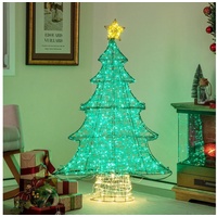 Costway Künstlicher Weihnachtsbaum, 123cm mit 520 LEDs, Lichterkette & Stern gelb|grün