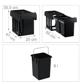 Relaxdays Einbaumülleimer 2-fach 8 l Schwarz