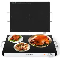 COSTWAY Warmhalteplatte, gehärtete Glas-Speisewärmer elektrisch 30-120°C schwarz 61 cm x 4 cm x 42 cm