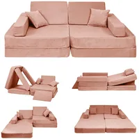 MeowBaby Kindersofa,, Dunkelorange, Textil, 160x24x80 cm, Kinder- & Jugendzimmer, Kindermöbel, Kindersitzmöbel & -tische, Kindersessel & -sofas