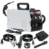 3-in-1 MIG MAG Schweißgerät Inverter, 250A Elektroden Schweißgerät mit LED Digitalanzeige, Fülldraht Schweißgerät ohne Gas, Multi-Prozess Aluminium Schweißer mit Überlastschutz (White)