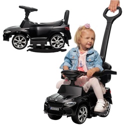 Rutschauto BMW M5, lizenziert, Schiebestange, ab 1 Jahr, Schaukelfunktion, Musik, EVA-Reifen, LED (Schwarz)