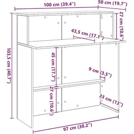 vidaXL Empfangstresen Weiß 100 x 50 x 103,5 cm Holzwerkstoff