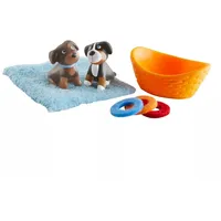 HABA 304751 - Little Friends – Hundewelpen, Haustiere für die Little Friends, mit 2 Hundewelpen, Hundekorb, Decke und 3 Frisbees, aus Kunststoff für lange Spielfreude, ab 3 Jahren
