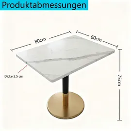 stilvora Küchentisch 80 x 75 x 60 cm Weiß/Schwarz/Gold