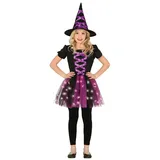 Fiestas Guirca Kostüm, lila Hexe Kleid mit LED Tutu schwarz 10 - 12 Jahre