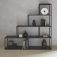 Sweeek Bücherregal Treppe aus Metall schwarz 4 Ebenen