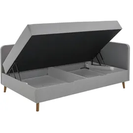deinbett Polsterliege mit Bettkasten ¦ grau ¦ Maße (cm): B: 130 H: 84