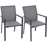 Garden Pleasure Rana Gartenstuhl 63 x 58 x 89 cm grau 2er Set