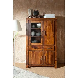 Massivmoebel24 Vitrine Metro Life 90 x 45 x 148 cm Braun