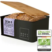 Lumaland Brotkasten Cuisine schwarz mit Bambusdeckel Schwarz | Gr.: onesize