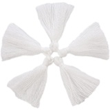 Duories 200 Stück Mini-Quasten, 3 cm Handgefertigt Baumwolle klein Quasten Anhänger, Bunte Bastelquasten Troddel für DIY Tasche Ohrring Schmuck Halskettenherstellung DIY Handwerk Zubehör,Weiss