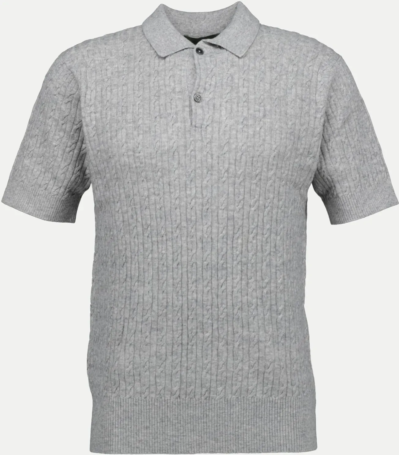 Strickpolo mit Zopfmuster Grau 52