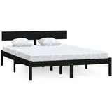 vidaXL Massivholzbett Schwarz Kiefer 160x200 cm1135349