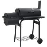 Tidyard Grill Gusseisen Grillwagen Angular,Holzkohlegrill BBQ Barbecue BBQ Grill Smoker Grillwagen,Holzkohlegrill 3 Kammern Barbecue Gesamtgröße: 103 x 60 x 113 cm (L x B x H),Schwarz