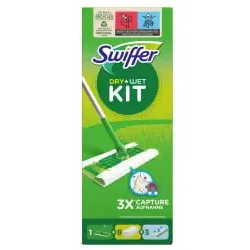 Swiffer Dry and Wet Bodenwischer Set, Systemstarter  8700216656054 , 1 Bodenwischer, 8 trockene sowie 3 feuchte Wischtücher