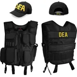 normani Polizei-Kostüm Kostüm bestehend aus Weste, Patch und Cap, Faschingskostüm SWAT FBI POLICE SECURITY schwarz XS/S | XS/S