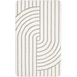 Badematte WECON HOME BASICS "Hilda", beige, H:15mm, Polyester, Badematten, waschbar, rutschfest, strapazierfähig, pflegeleicht mit Retro Muster