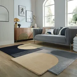 Wollteppich FLAIR RUGS "Lozenge", monochrom, B:150cm H:10mm L:240cm, Wolle, Teppiche, Kurzflor, Retro Muster