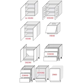 Feldmann-Küchen Küchenzeile LIVORNO 340 cm weiß-lava