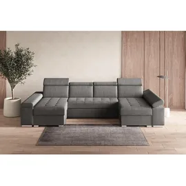moeblo Möblo Wohnlandschaft Grau, 5-Sitzer, U-Form, 330x94x168 cm, Wohnzimmer, Sofas & Couches, Wohnlandschaften, Wohnlandschaften in U-Form