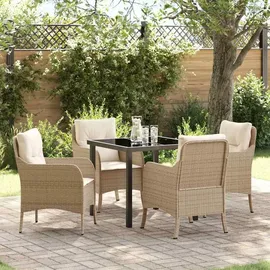 vidaXL 5-teiliges Garten-Ess-Set mit Kissen in Beige Poly Rattan 3380170