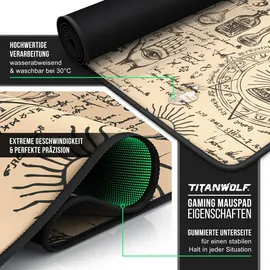 Titanwolf Gaming Mauspad, 900 x 400mm XXL Mousepad, verbessert Präzision & Geschwindigkeit, Alchemy