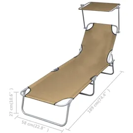 vidaXL Sonnenliege Klappbar 72 x 63 x 27 cm Taupe
