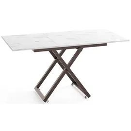 WFL GROUP Axen Weiß Marmor 120-160 x 80 x 38-75 cm