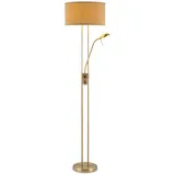 Home Sweet Home Deckenfluter mit Leselampe Dimmbar - Stehlampe Wohnzimmer Messing, 170cm LED Stehleuchte mit Stoffschirm, inkl. E27& G9 Leuchtmittel, für Büro & Schlafzimmer