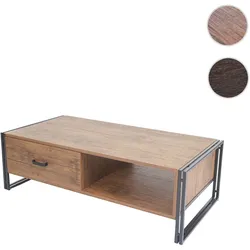 Couchtisch HWC-A27, Beistelltisch Wohnzimmertisch, 41x120x60cm 3D-Struktur, Metall MDF ~ Wildeiche-Optik