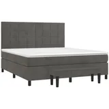 vidaXL Boxspringbett mit Matratze Dunkelgrau 160x200 cm Samt