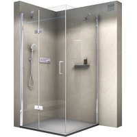 BERNSTEIN Duschkabine Eckdusche 8mm ESG Nano Echtglas Dusche mit 1 Drehtür mit Hebe-Senk-Mechanismus DX403, Tür-Front x Tiefe: 120x90cm, Duschabtrennung Einbau:Einbau Links